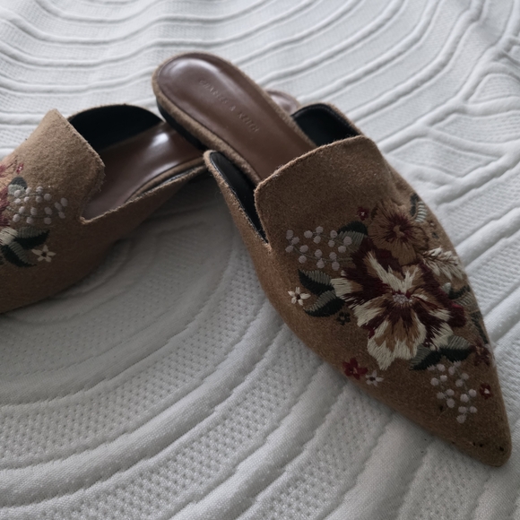 Charles & Keith Brown Floral Embroidered Mules - Picture 6 of 8